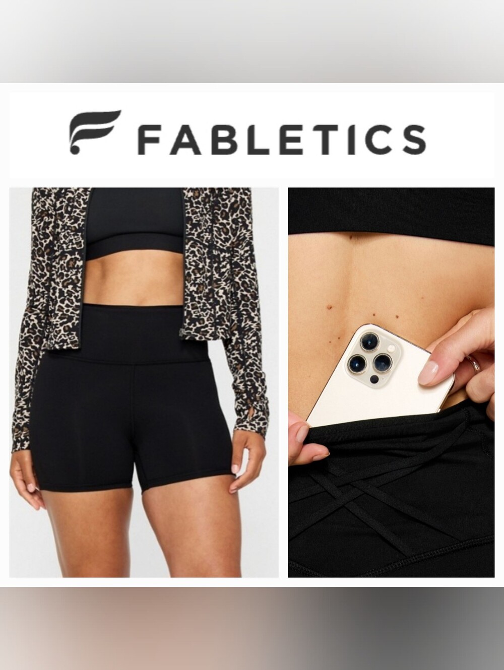 Fabletics 4" Biker Shorts Boost PowerHold High-Waisted Black Sz S